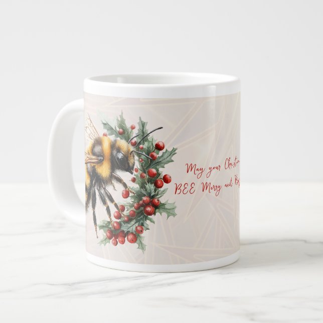 Önskar att din jul BEE glädjefull och ljus Jumbo Mugg (Framsida vänster)
