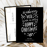 Önskar att du använder svart skript utan foto i Go Helg Vykort<br><div class="desc">Önskar att du har ett svart God jul-Helgdag-vykort som inte är fotomodernt. Skicka semesterhälsningar till dina kära med det här festliga och moderna Helgdag Card. Alla texterna är i förväg ordnade så att du enkelt och snabbt kan anpassa dig med dina egna detaljer. Glad helg!</div>