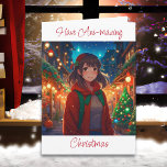 Önskar att du gör julanimen Pun. Kort<br><div class="desc">Söt Anime-flicka på julkort en vinterdag.</div>