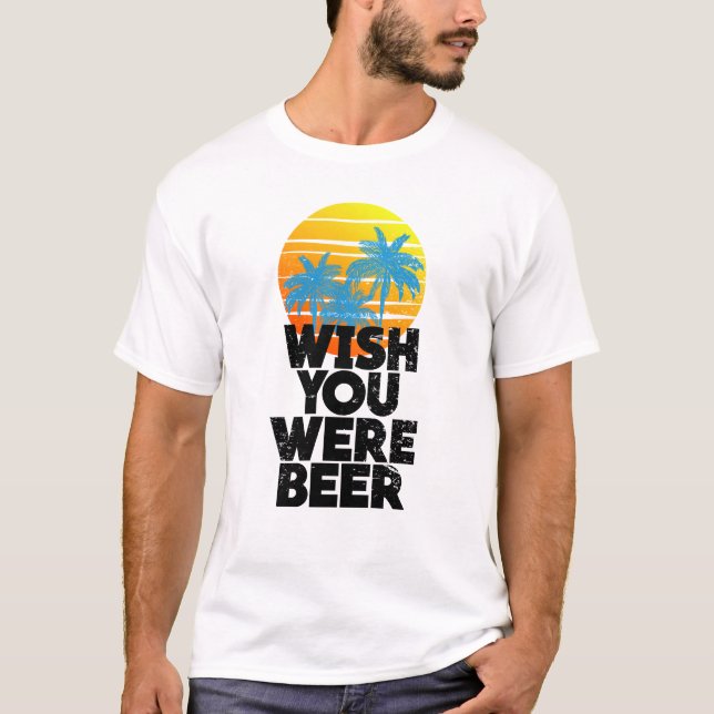 Önskar att du var Beach Sunset och Handflatan Träd T Shirt (Framsida)