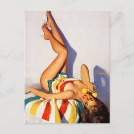 önskar att du var nära, vintage pinup konst vykort