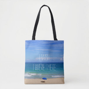 Önskar att jag var där - Blue Beach Umbrella Tygkasse