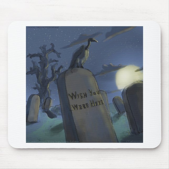Önskar att vi var här, så kul Halloween Headstone- Musmatta (Framsidan)