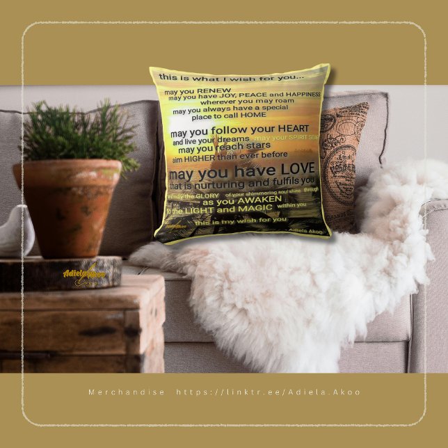 Önskar Dekorativ kudde av Adiela Akoo (Wish Throw Pillow by Poet Adiela Akoo. Shop my store for tees, totes, mugs & much more. GET IT NOW!)