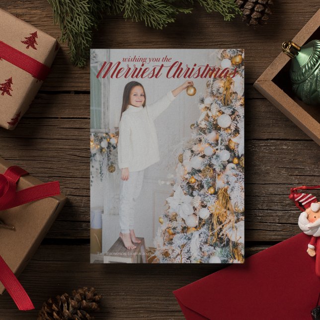 Önskar dig den bästa julfoto-Chicen Red Julkort (Skapare uppladdad)