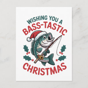 Önskar dig en Bass-tastisk jul Fiske Fiskare Inbjudan Vykort