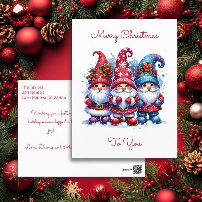 Önskar dig en festlig jul | Holiday Tomtar Helg Vykort (Skapare uppladdad)