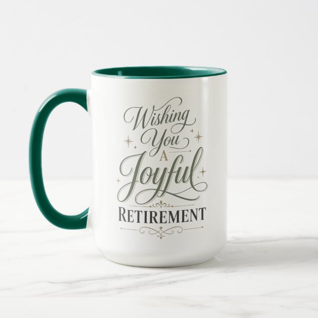 Önskar dig en glädjefylld pension Personligt namn Mugg (Vänster)