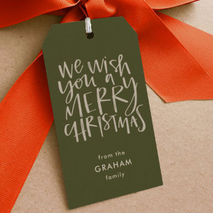 "Önskar dig en God jul" Evergreen Gift Märkres Presentetikett