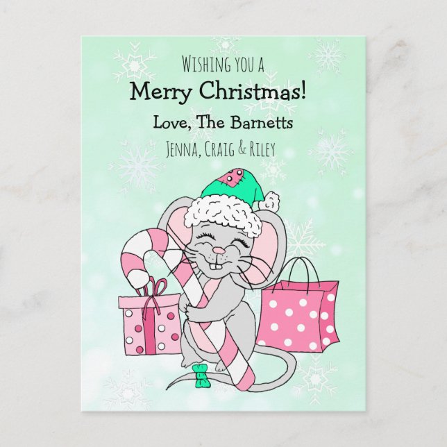 Önskar dig en God Jul Söt Mus Helg Vykort (Framsida)
