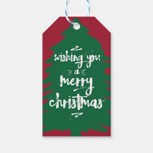 Önskar dig en God jul | TRÄD | Märkre av gåva Presentetikett (Framsidan)