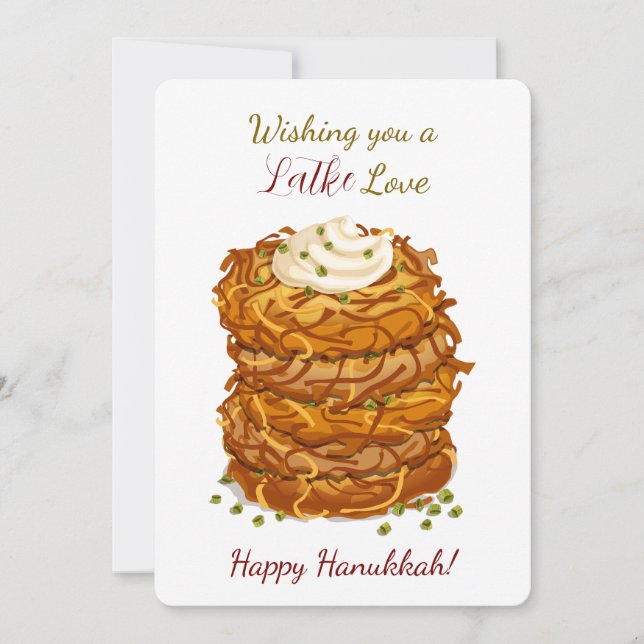 Önskar dig en Latke-kärlek Roligt Hanukkah-hälsnin Julkort (Framsida)