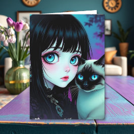 Önskar dig en Purr-fekt födelsedag | Animeflicka a Kort