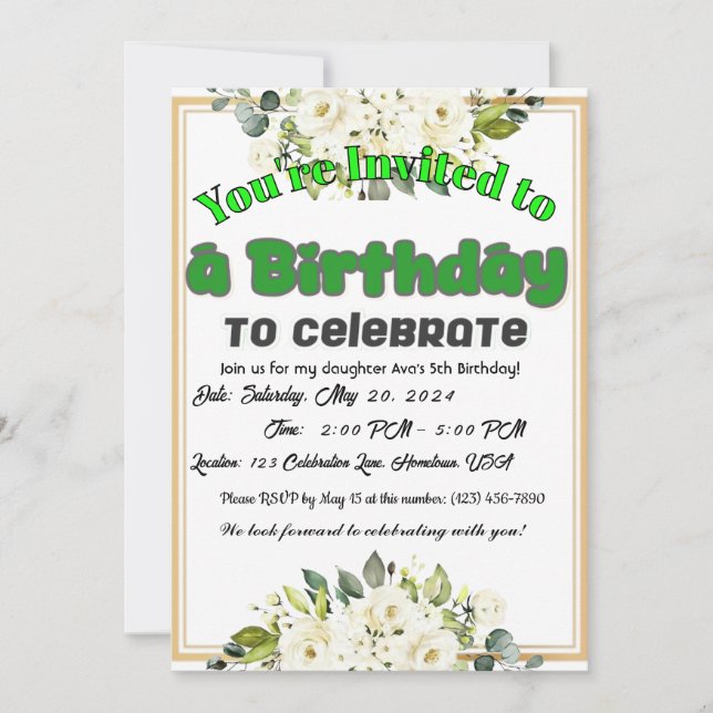 Önskar dig ett år fullt av glädje! inbjudningar (Framsida)