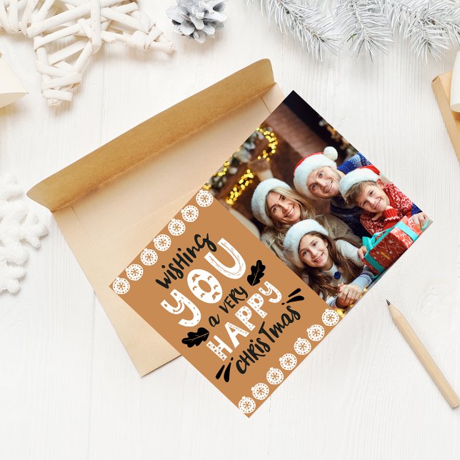 Önskar dig ett mycket Lycklig julfamiljfoto Julkort (Skapare uppladdad)