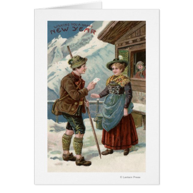 Önskar dig ett nytt årBergscen i Lycklig Hälsningskort (Framsidan)