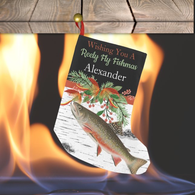 Önskar dig ett riktigt Fly Fishmas, Trout Small Ch Liten Julstrumpa (Skapare uppladdad)