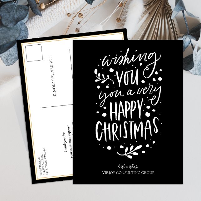 Önskar dig God jul Black Script Business Helg Vykort (Skapare uppladdad)