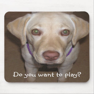 Önskar du att leka? Gul lab Mousepad Musmatta