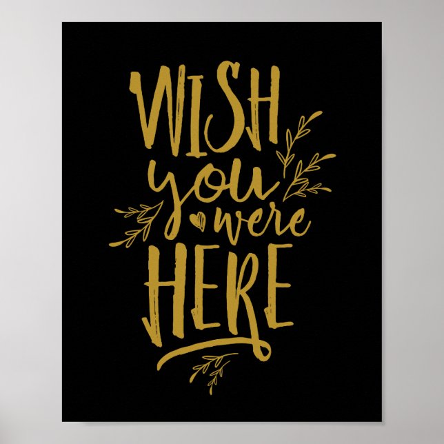 Önskar du var här Bröllop Minnestavla Tecken GD Poster (Framsidan)