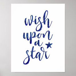 Önskar efter en stjärna poster marinblå typografi