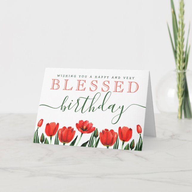 Önskar en BLESSED-födelsedag Tack Kort (Framsida)