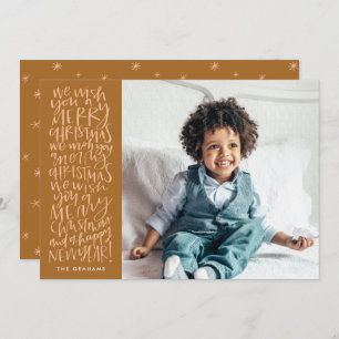 Önskar en God jul i ett bränt fotokort Julkort