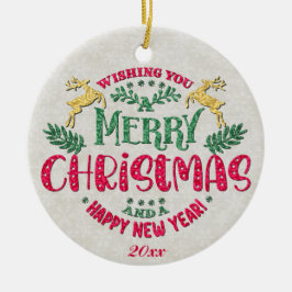 Önskar en God jul och en Gott nytt år Julgransprydnad Keramik