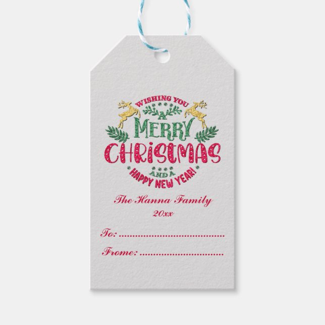 Önskar en God jul och en Gott nytt år Presentetikett (Framsidan)