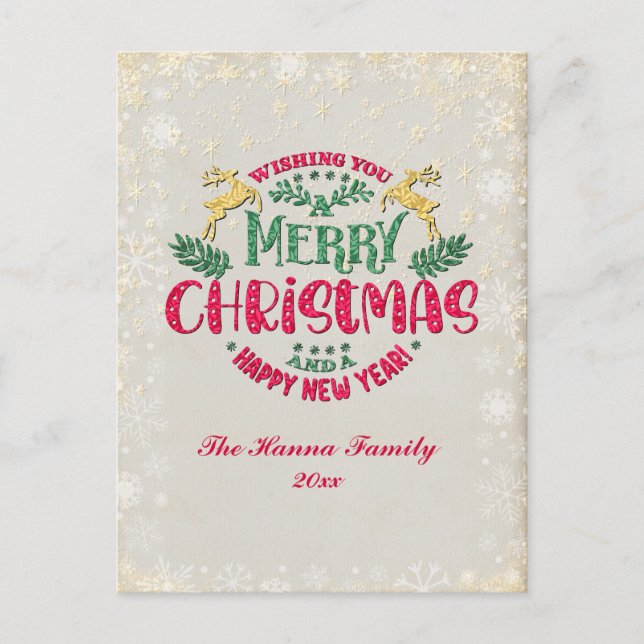 Önskar en God jul och en Gott nytt år Vykort (Framsida)