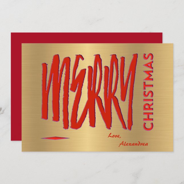 Önskar en God jul Red Elegant Modern Julkort (Fram/baksida)