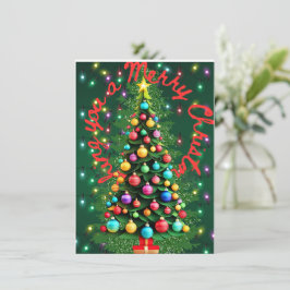 Önskar en God jul Träd 3D-Grönt Julkort