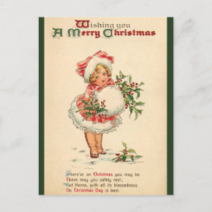 ÖNSKAR EN God jul - Vintage Dikt Helg Vykort