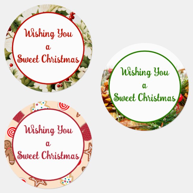 Önskar en god juletikett. klistermärke (Grupp)