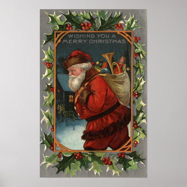 Önskar en god julSanta Marching Poster (Framsidan)