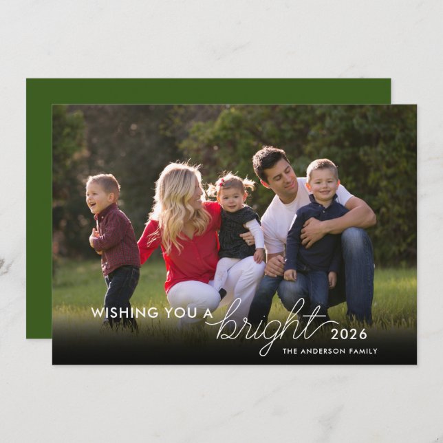 Önskar en ljusare Grönt 2023 Julkort (Fram/baksida)