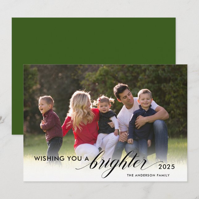 Önskar en ljusare Grönt 2024 Julkort (Fram/baksida)