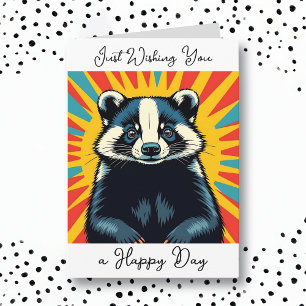Önskar en Lycklig-dag   Cute Badger Kort