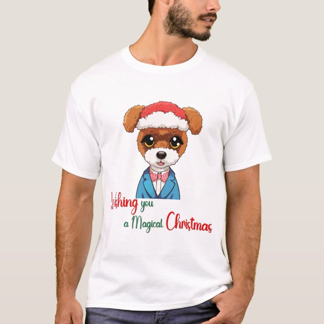 Önskar en mager jultomte Hund T Shirt (Framsida)