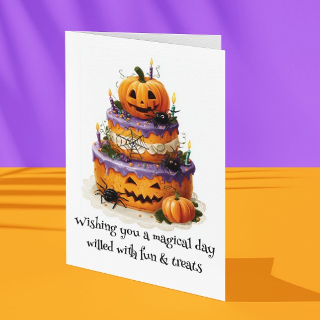 Önskar en magisk dag Halloween födelselsedagstårta Kort (Skapare uppladdad)