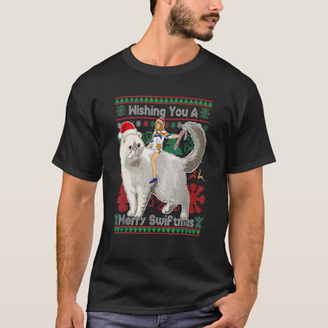 ÖNSKAR EN MYCKET Swiftmas VÄRT Julsöt T Shirt (Framsida)