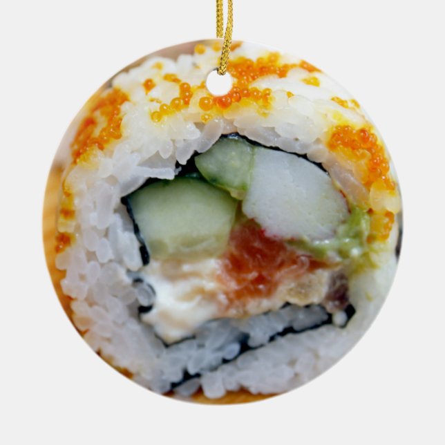 Önskar en Ris julklapp Sushi Julgransprydnad Keramik (Framsidan)