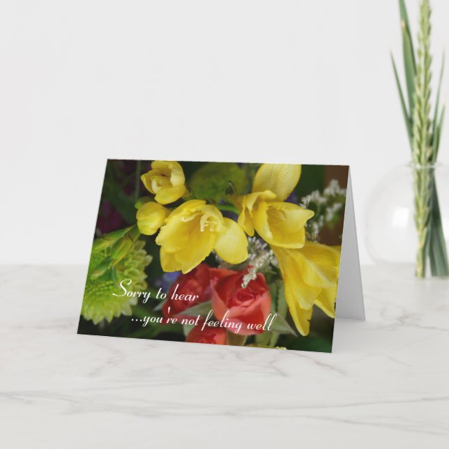 Önskar en snabb återhämtning - söt blommor kort (Framsida)