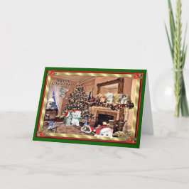 Önskar en trogen katt God jul! Helgkort