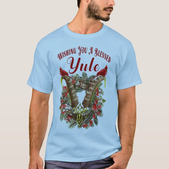 Önskar en välsignad Yule T Shirt (Framsida)