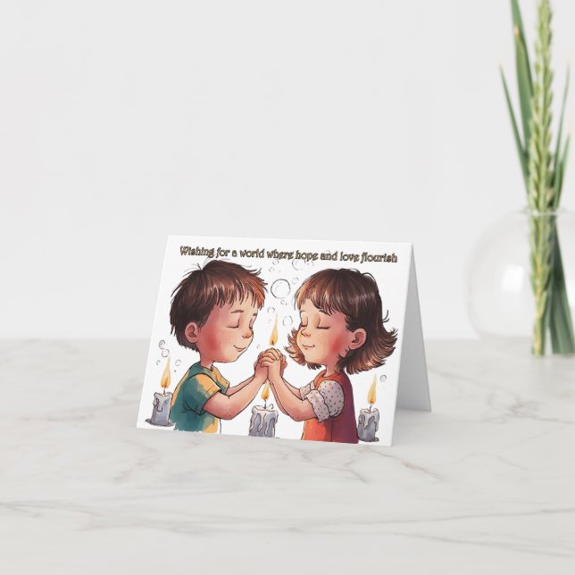 Önskar en värld där hopp och kärlek blomstrar kort (Framsida)
