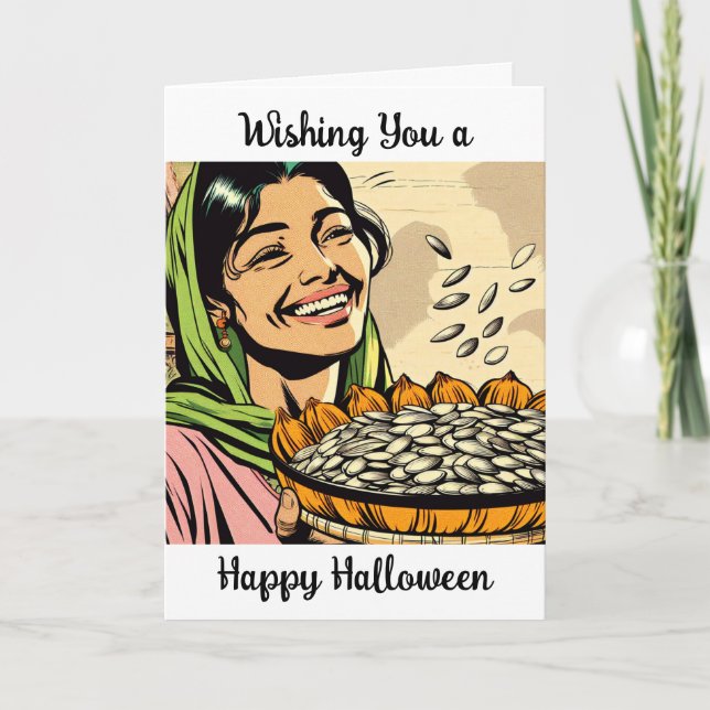 Önskar Er en Glad Halloween Nostalgisk Helgkort (Framsida)