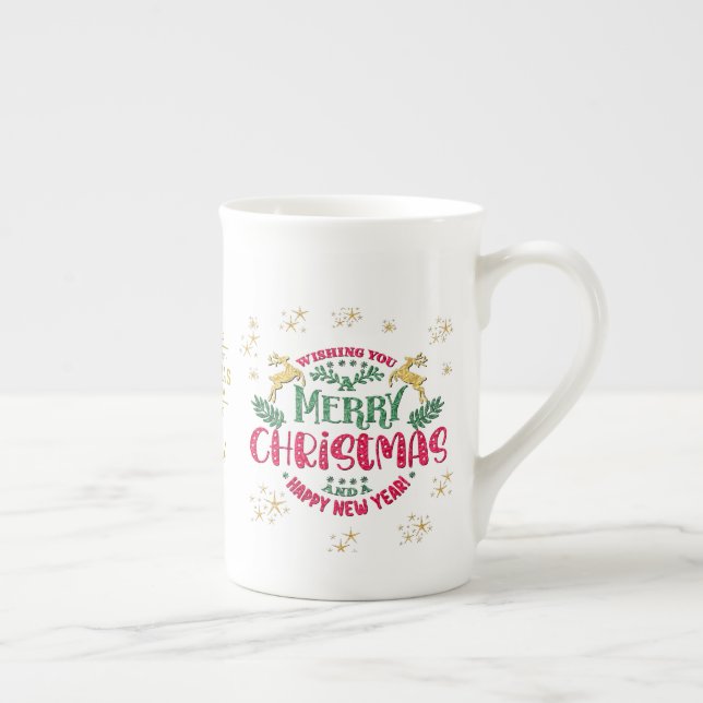 Önskar er en God Jul & ett Gott Nytt År Benporslin Mugg (Höger)