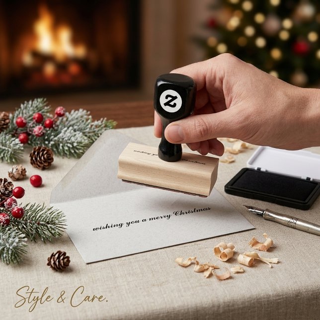 önskar er en god jul Skript Stämpel (wishing you a merry Christmas Script Rubber Stamp)