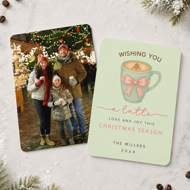 Önskar Er en Latte Kärlek Foto Julkort Inbjudningar (Wishing You a Latte Love Photo Christmas Card)